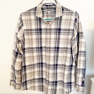 Express Men’s Plaid Button Down Long Sleeve Shirt